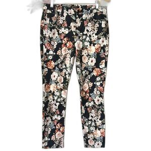 JEN 7 by 7 FOR ALL MANKIND BLACK FLORAL SKINNY ANKLE JEANS SIZE 8